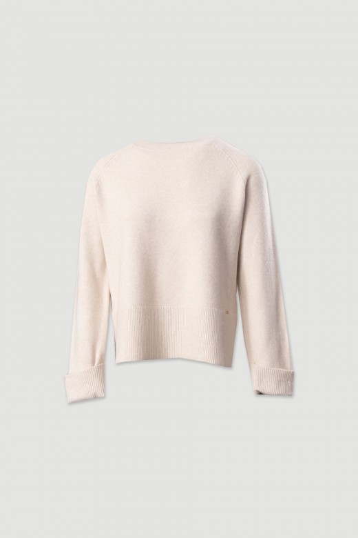 Camisola de malha com barra larga Camisola de malha com barra larga