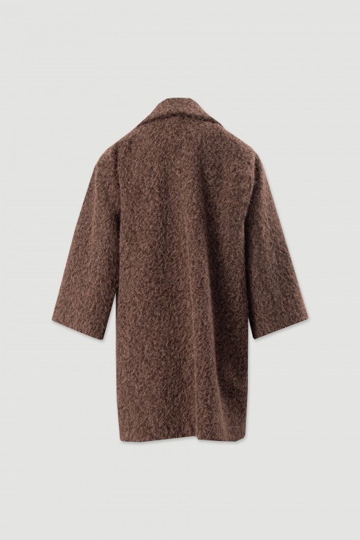 Casaco de pêlo curto com gola ampla Casaco de pêlo curto com gola ampla