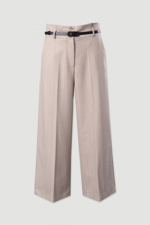 Pinstripe culotte trousers with belt
