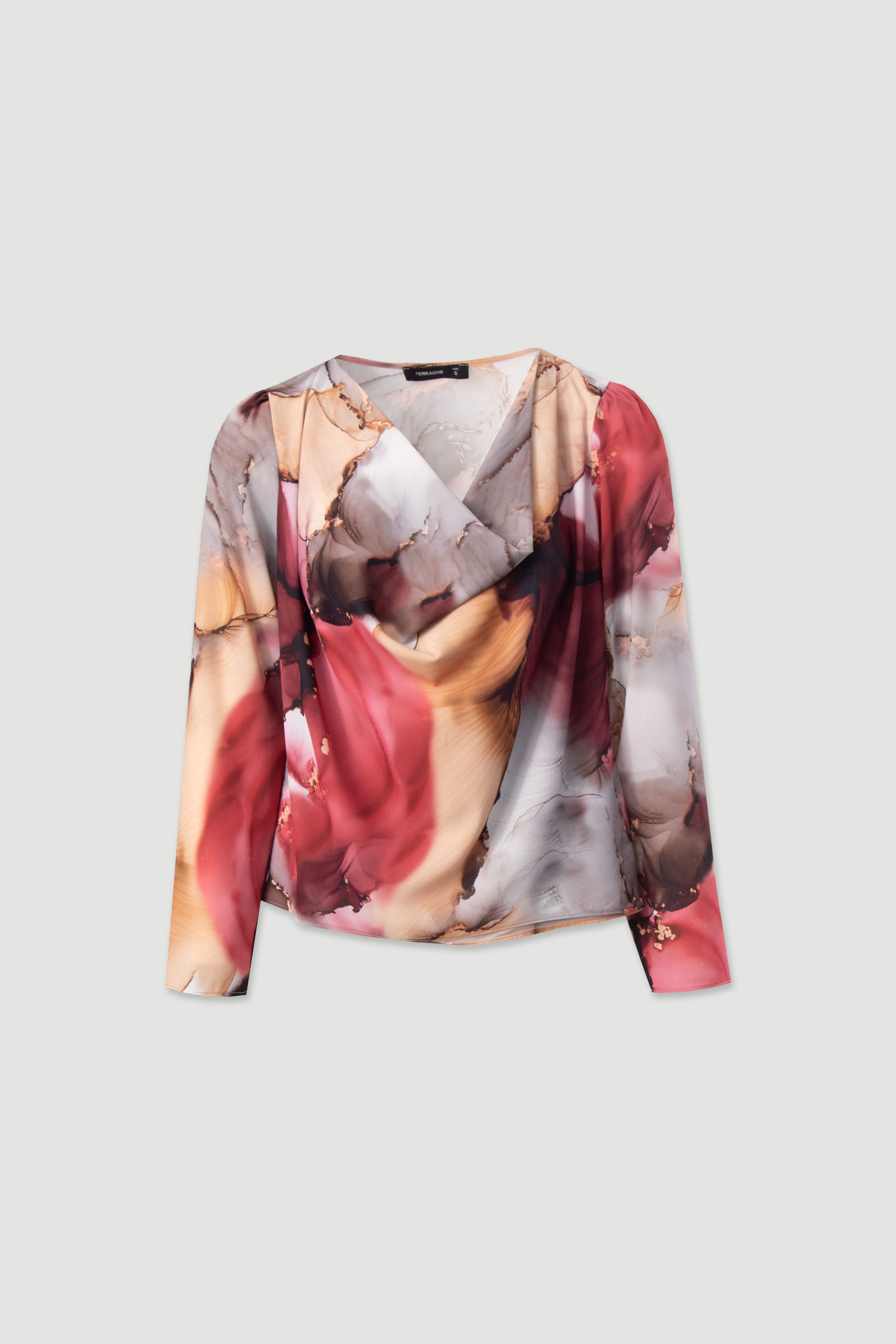 Printed tunic with draped neckline