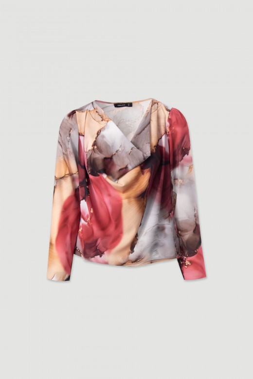 Printed tunic with draped neckline Printed tunic with draped neckline