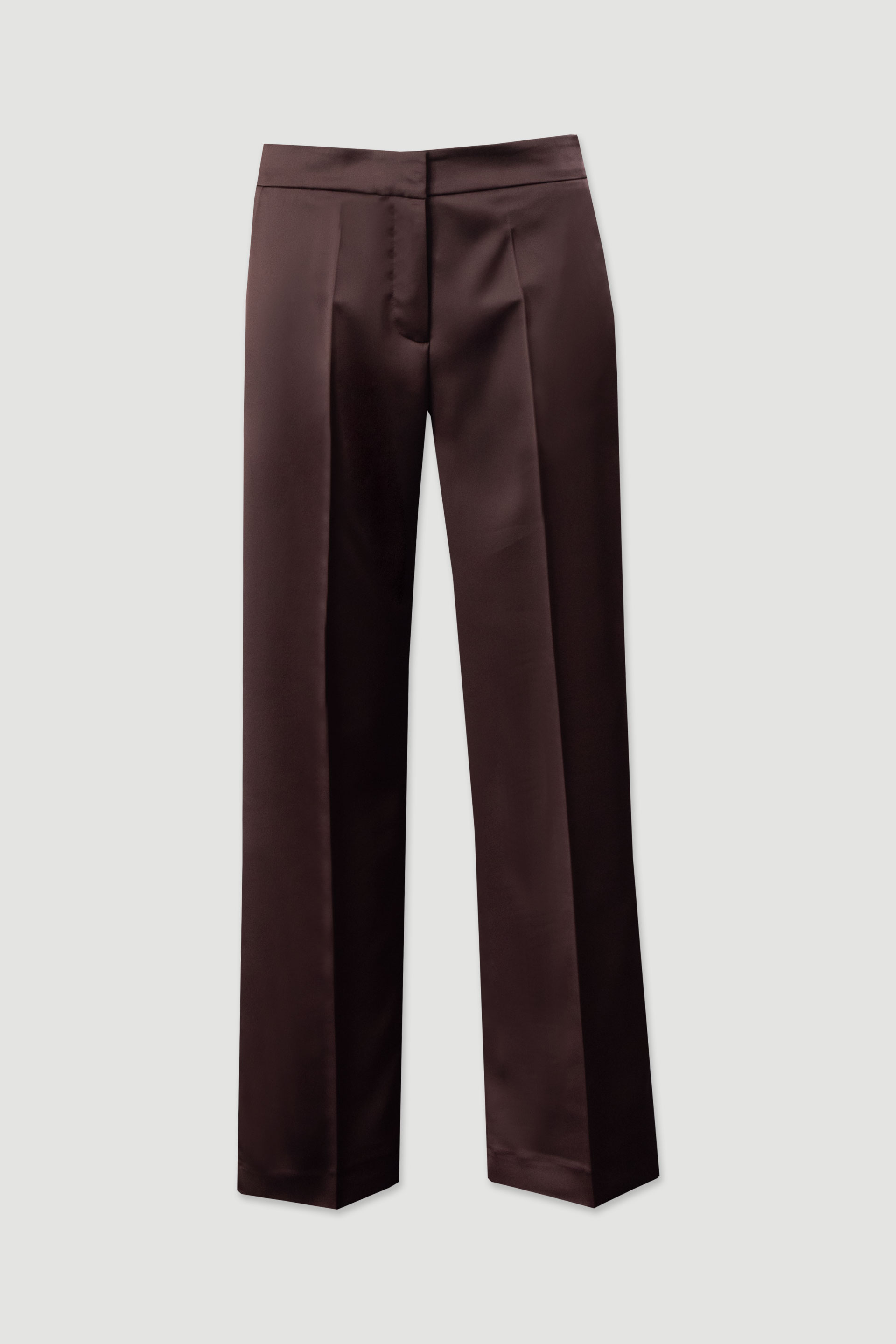 Pantalon droit en tissu satiné