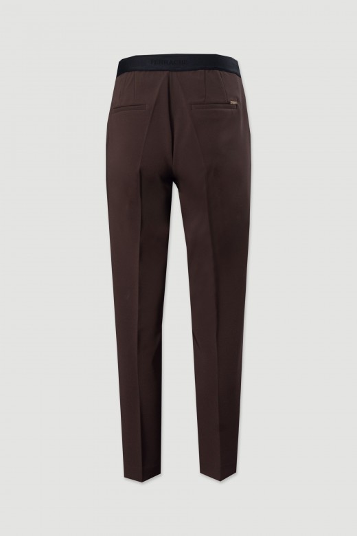 Classic high-waisted trousers with elastic belt detail Classic high-waisted trousers with elastic belt detail