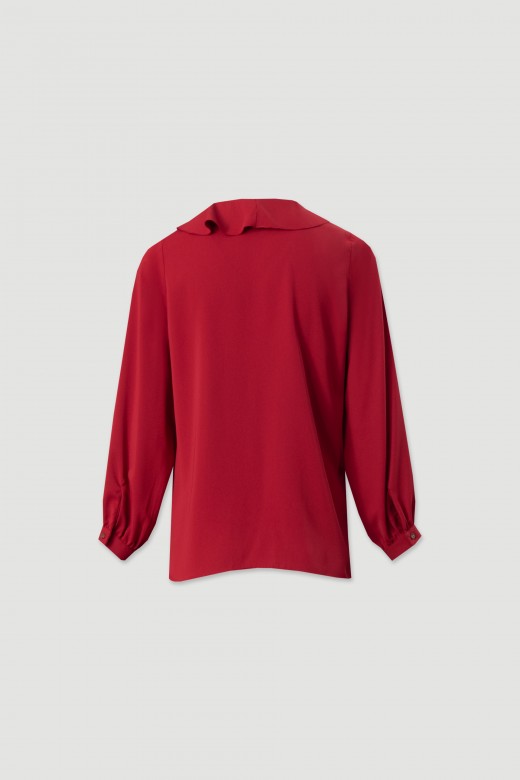Blouse with ruffle and tie neckline Blouse with ruffle and tie neckline