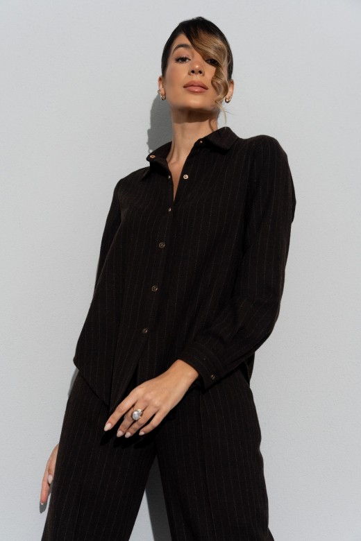 Robe-chemise en flanelle à fines rayures Robe-chemise en flanelle à fines rayures