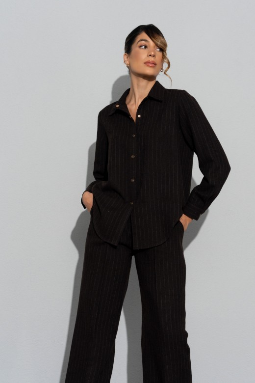 Robe-chemise en flanelle à fines rayures Robe-chemise en flanelle à fines rayures