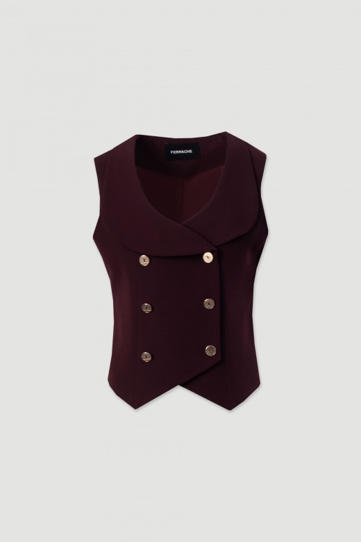 Gilet de tailleur crois avec boutons mtalliques