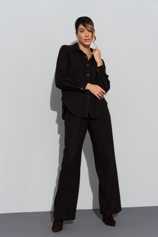 Pantalon en flanelle  fines rayures