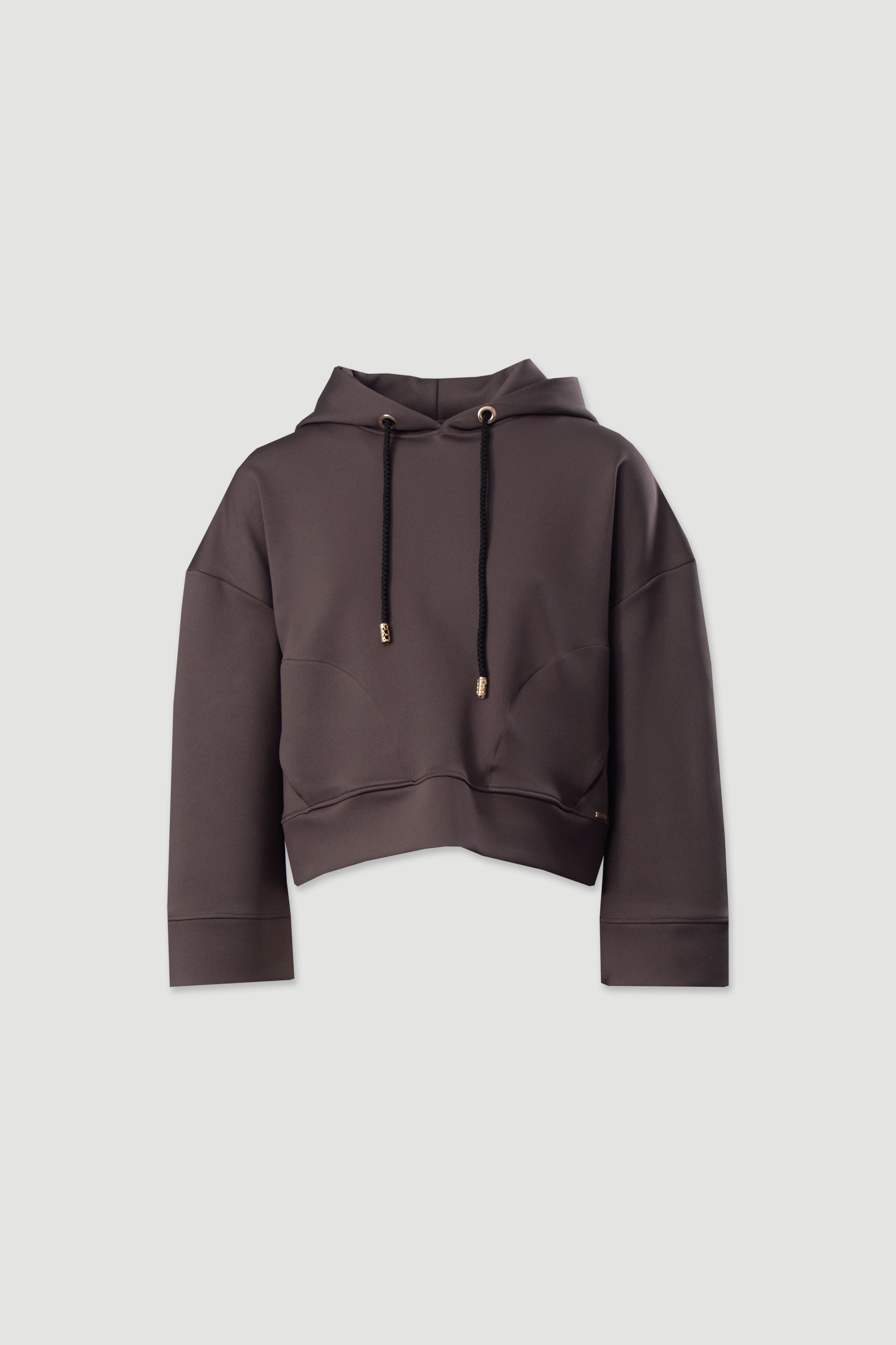 Cropped hoodie with metal cord ends