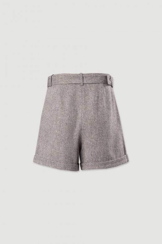 Short à motif chevrons avec laine Short à motif chevrons avec laine