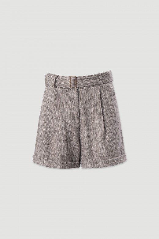 Short à motif chevrons avec laine Short à motif chevrons avec laine
