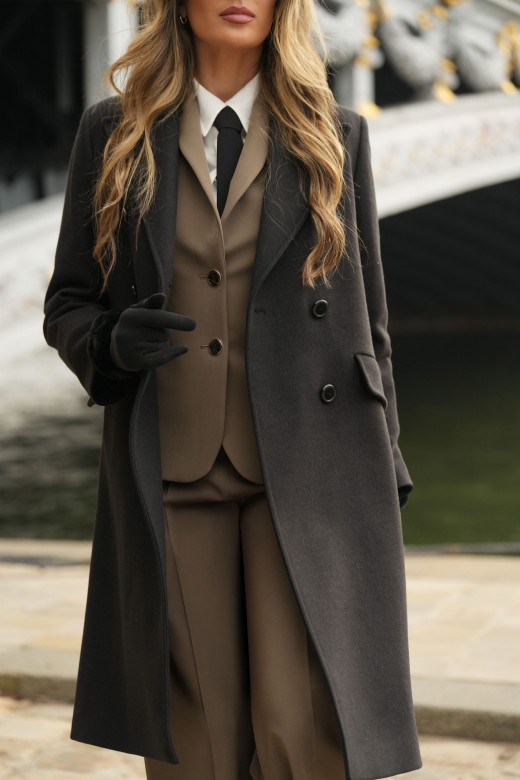 Casaco de fazenda comprido em trespasse Casaco de fazenda comprido em trespasse