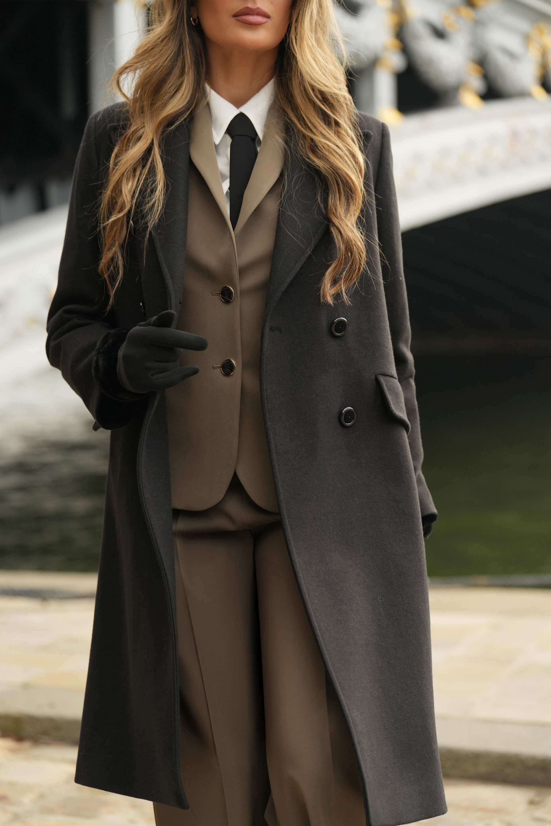 Casaco de fazenda comprido em trespasse