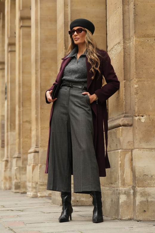 Pinstripe culotte trousers with belt