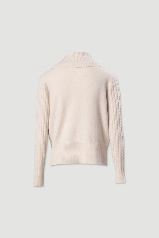 High neck textured knit sweater High neck textured knit sweater