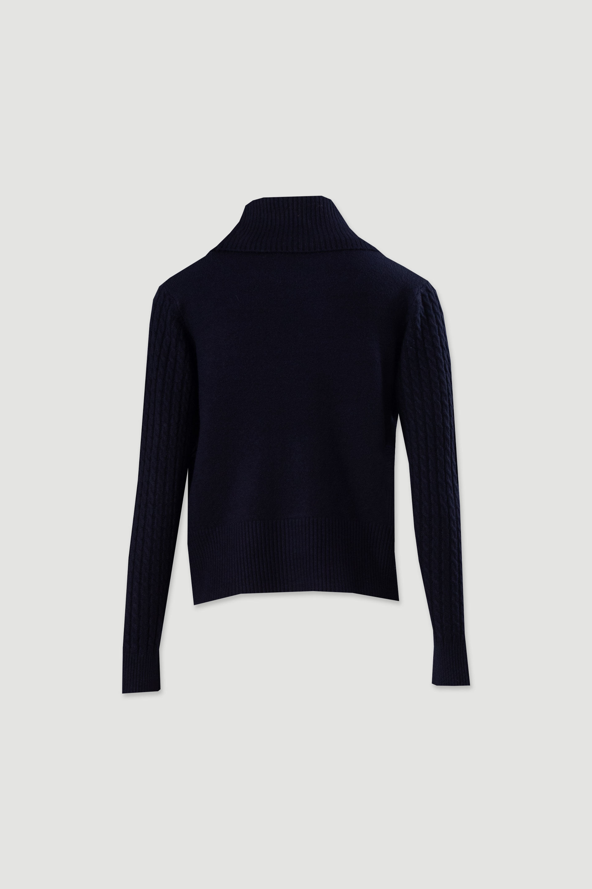 High neck textured knit sweater