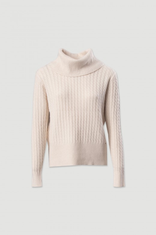 High neck textured knit sweater High neck textured knit sweater