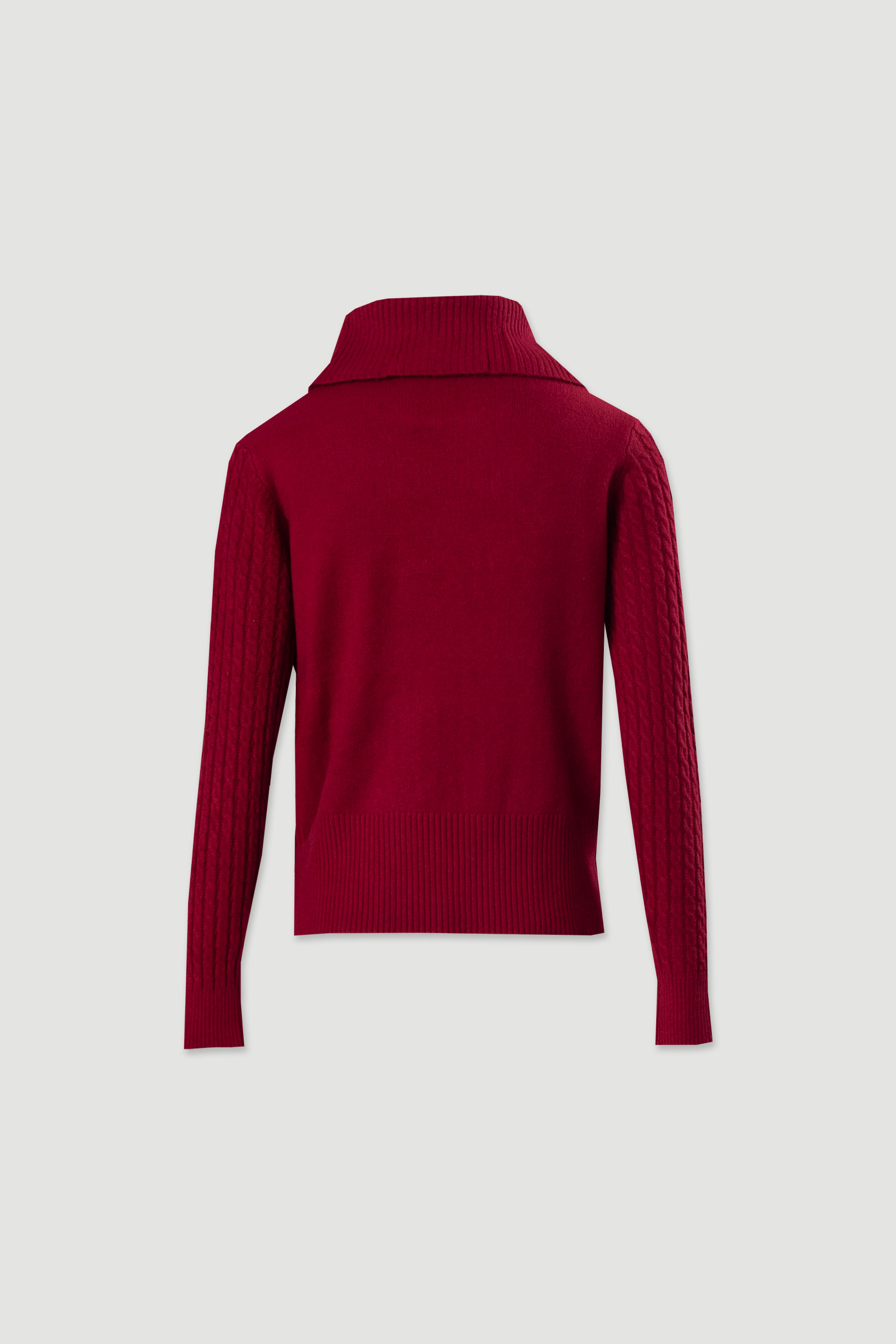 High neck textured knit sweater