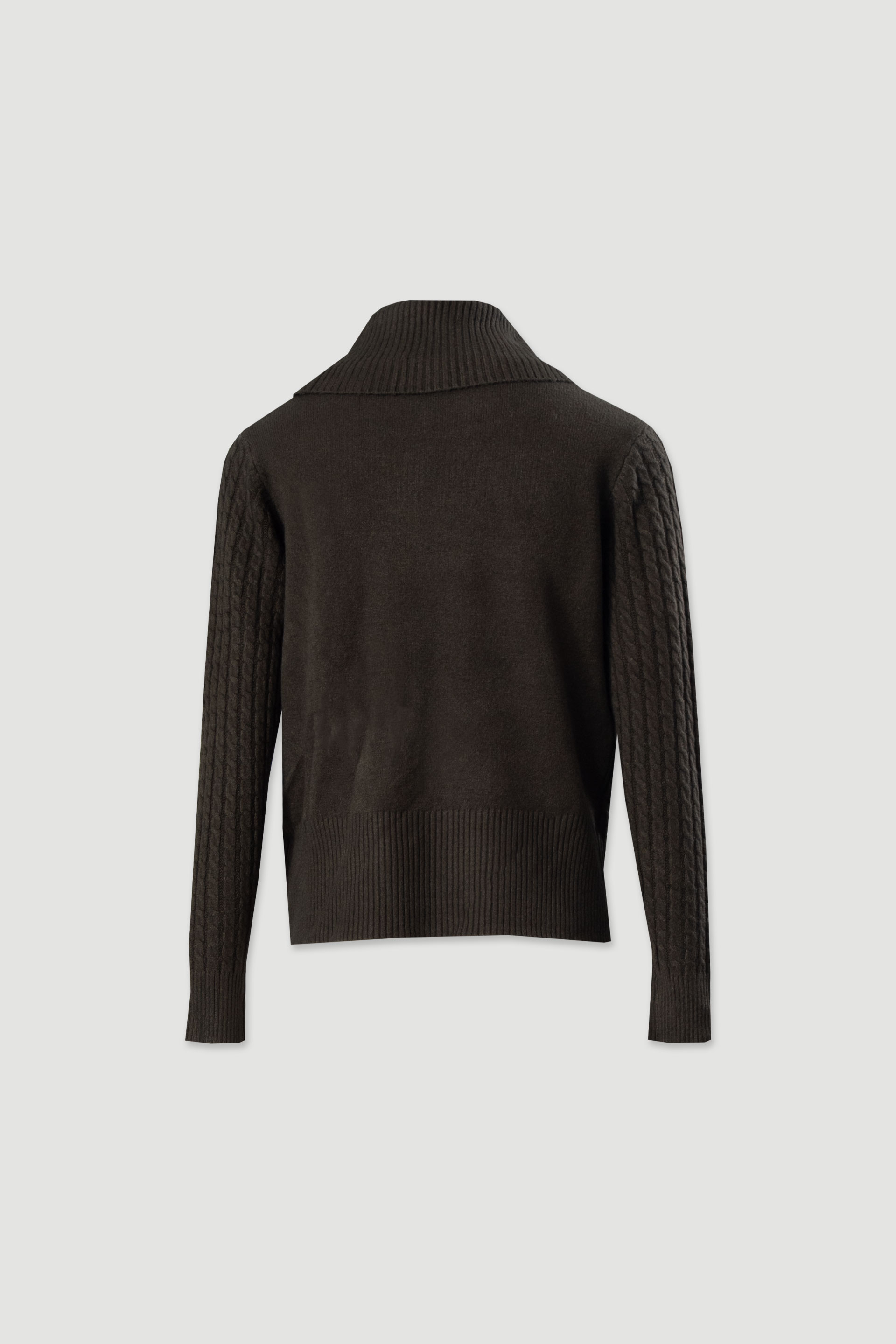 High neck textured knit sweater