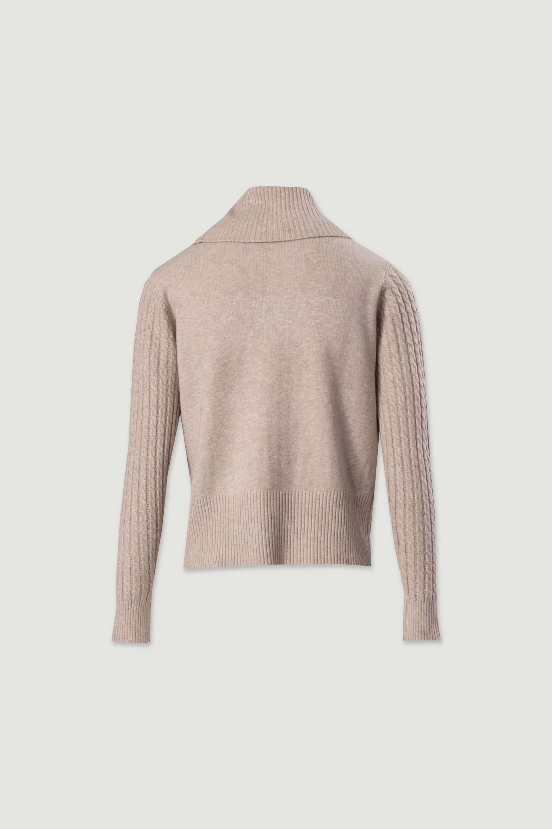 High neck textured knit sweater