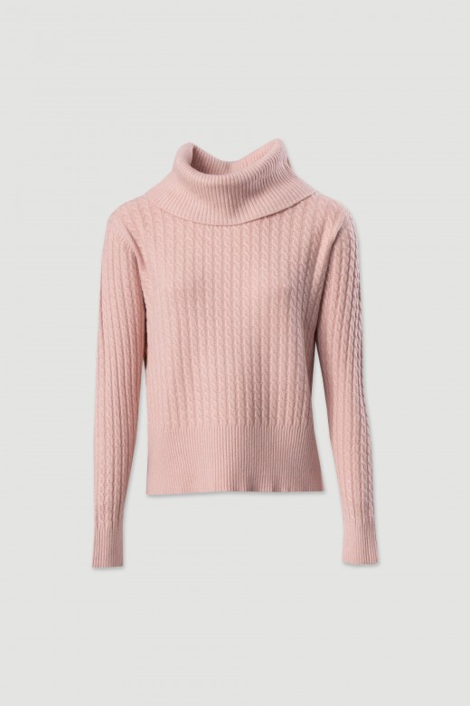 High neck textured knit sweater High neck textured knit sweater