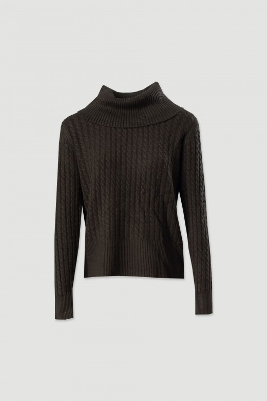 Pull à col montant en maille texturée Pull à col montant en maille texturée