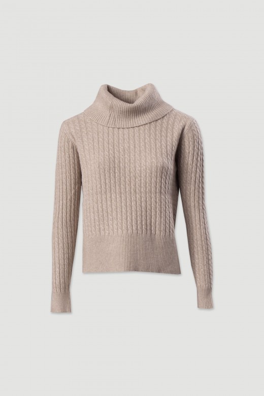 High neck textured knit sweater High neck textured knit sweater