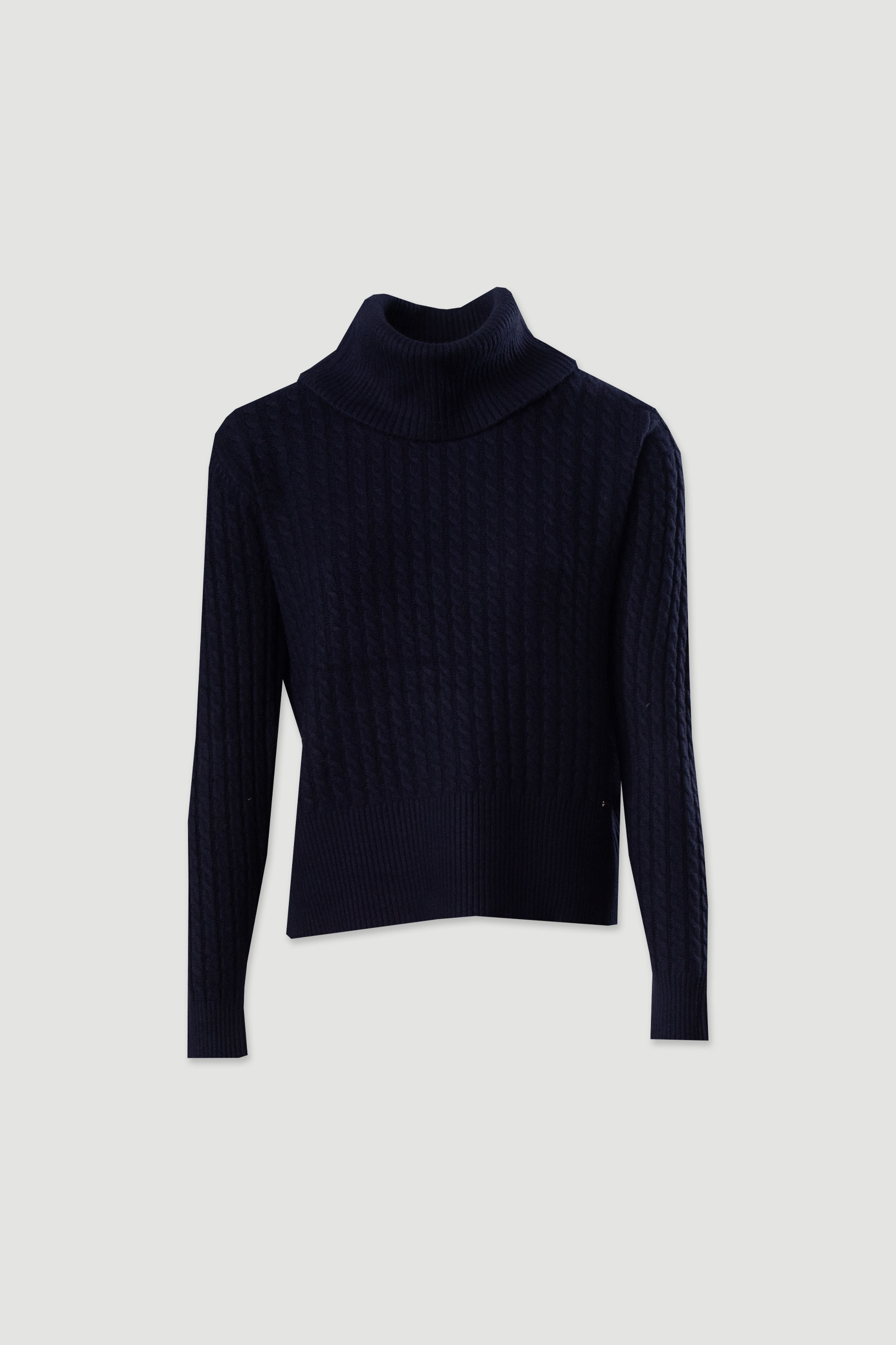 High neck textured knit sweater