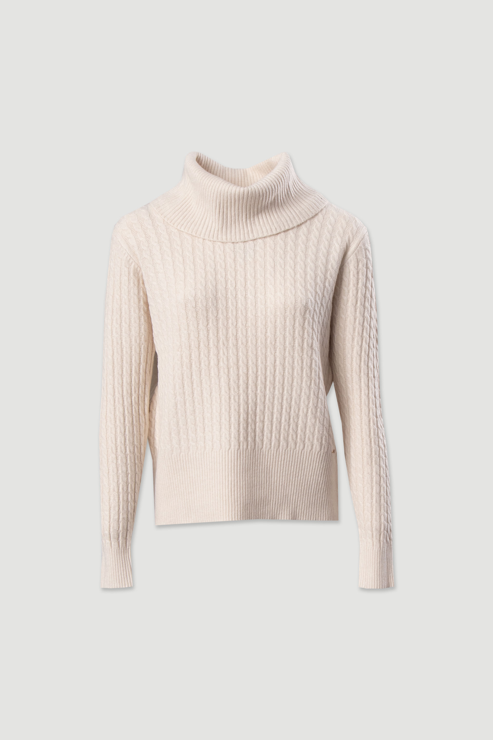 High neck textured knit sweater