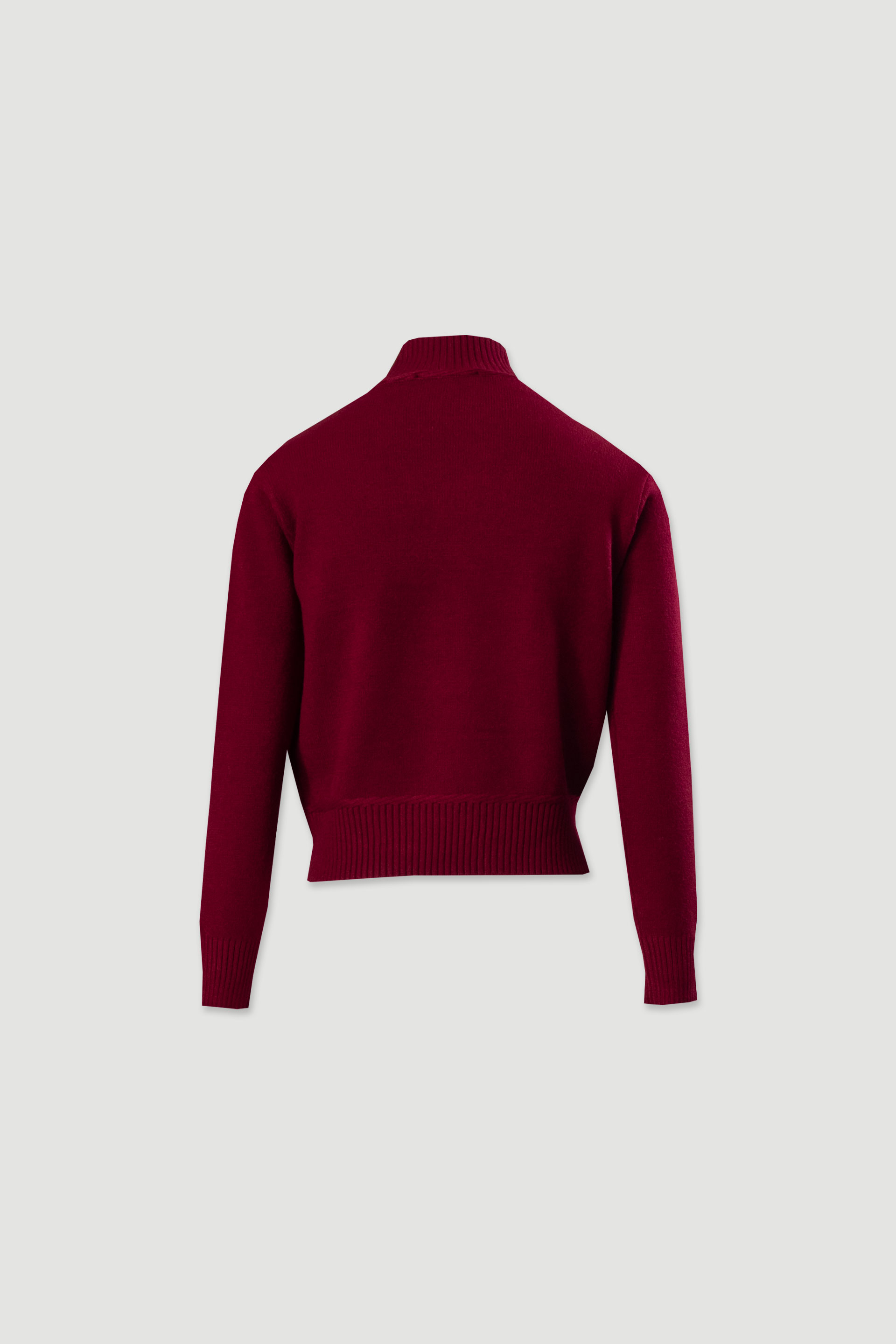 Ribbed high-neck knit sweater