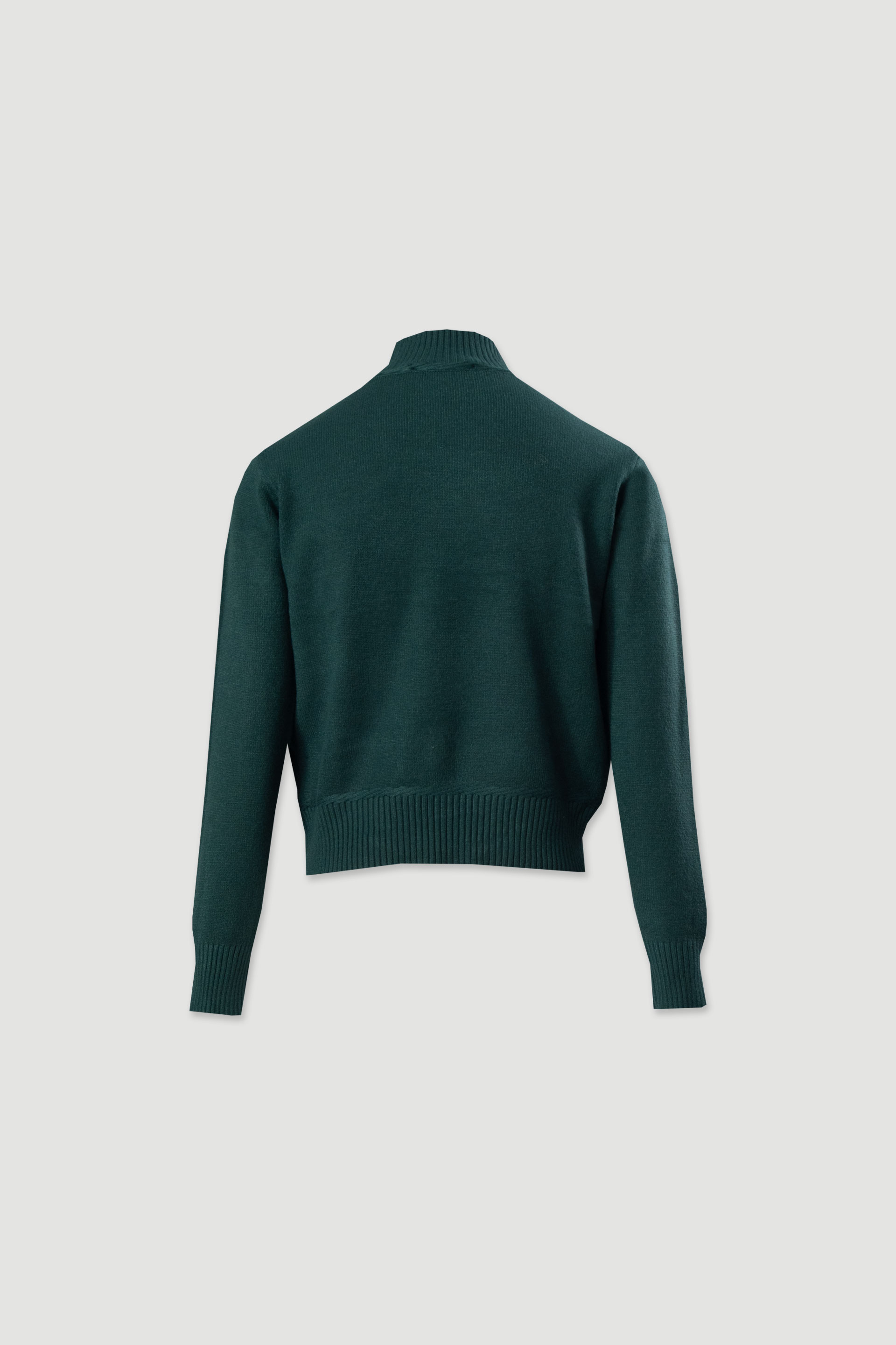 Ribbed high-neck knit sweater