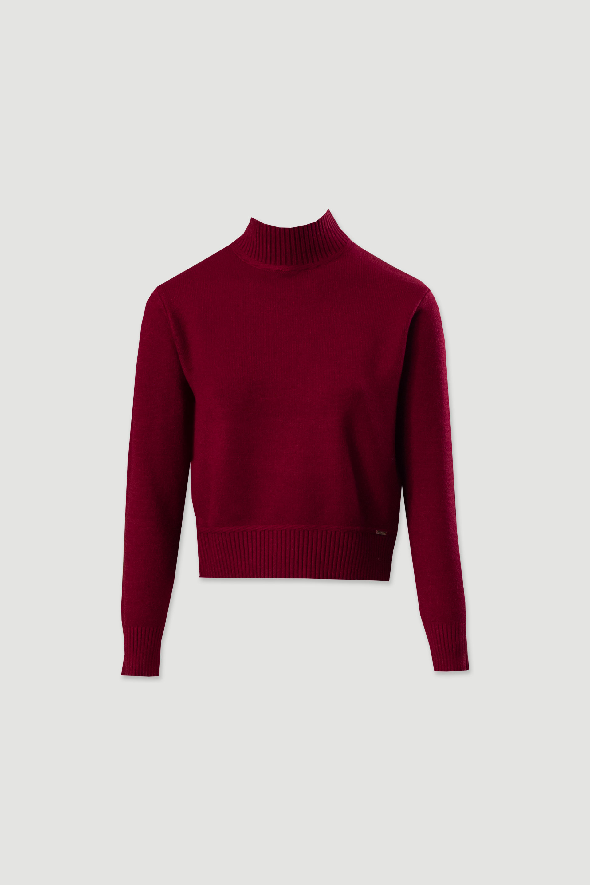 Ribbed high-neck knit sweater