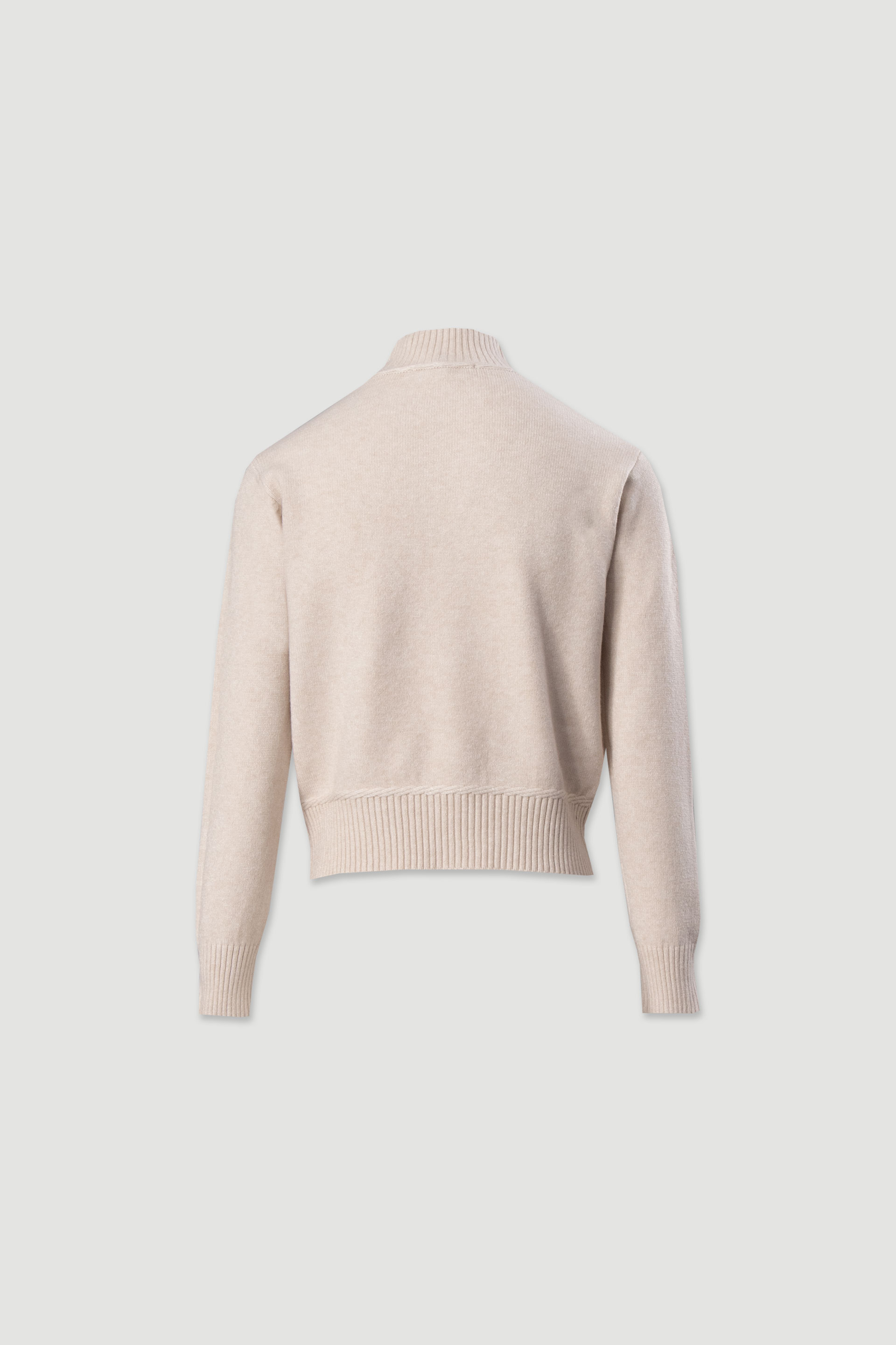 Ribbed high-neck knit sweater