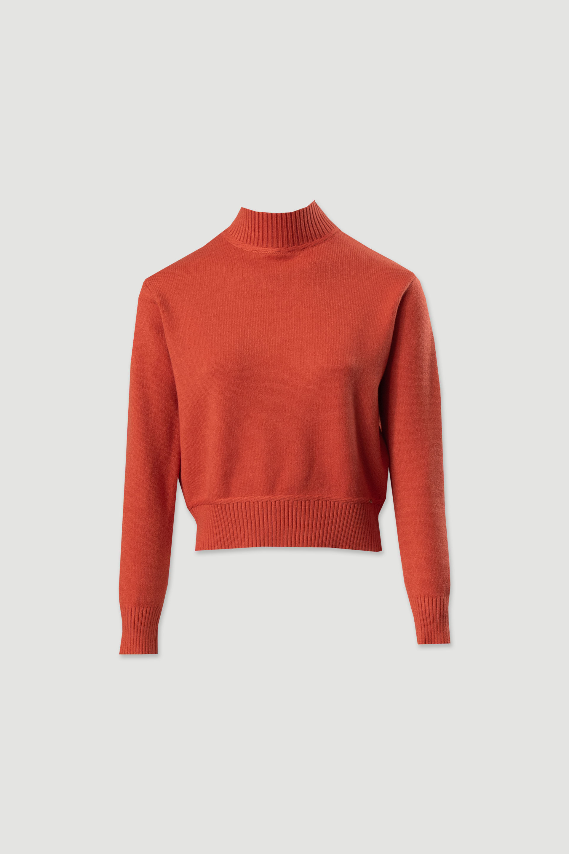 Ribbed high-neck knit sweater