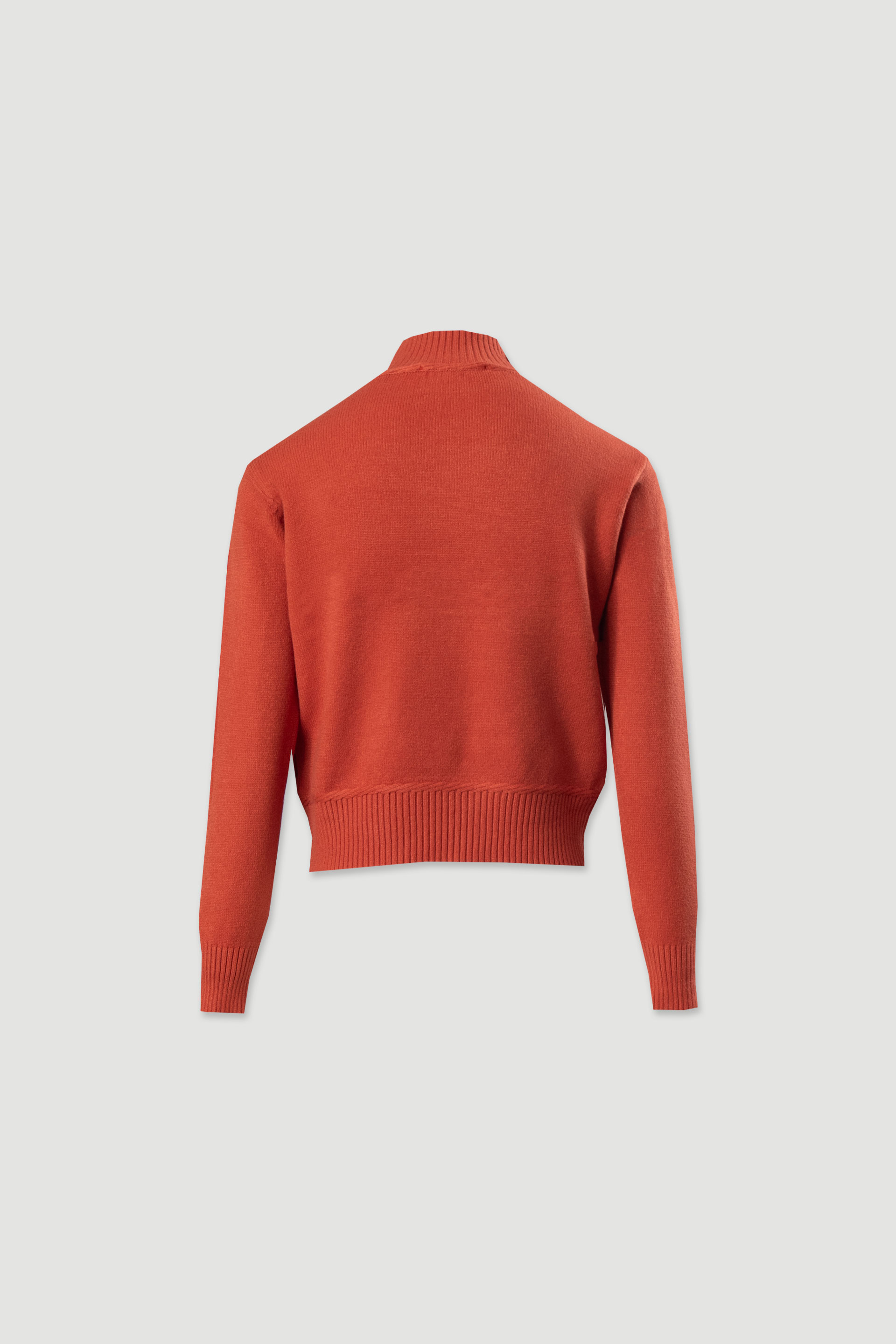 Ribbed high-neck knit sweater