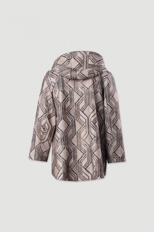 Hooded coat with geometric pattern Hooded coat with geometric pattern