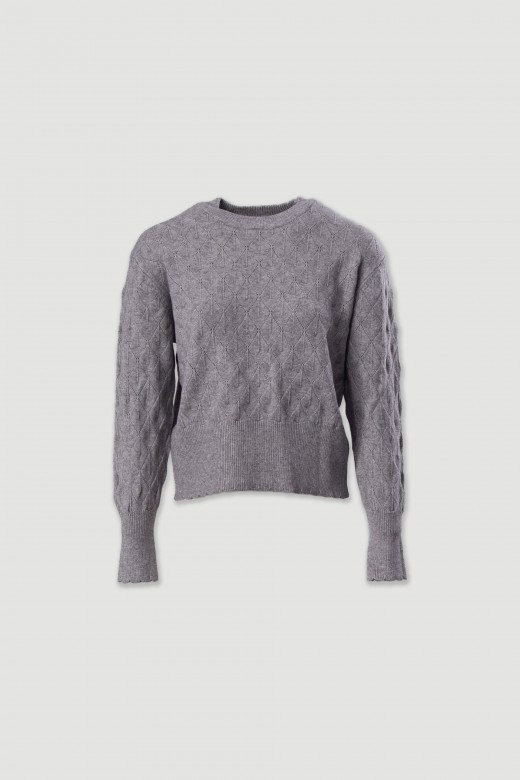 Pull en maille texturée à effet géométrique Pull en maille texturée à effet géométrique