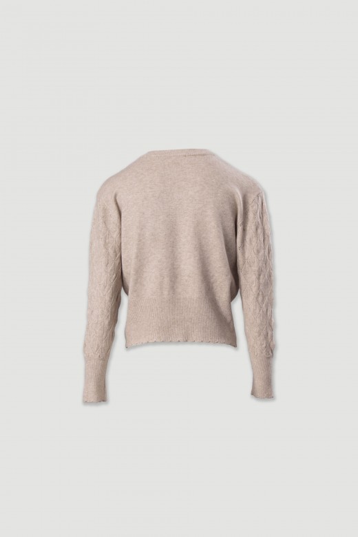 Textured knit sweater with geometric effect Textured knit sweater with geometric effect