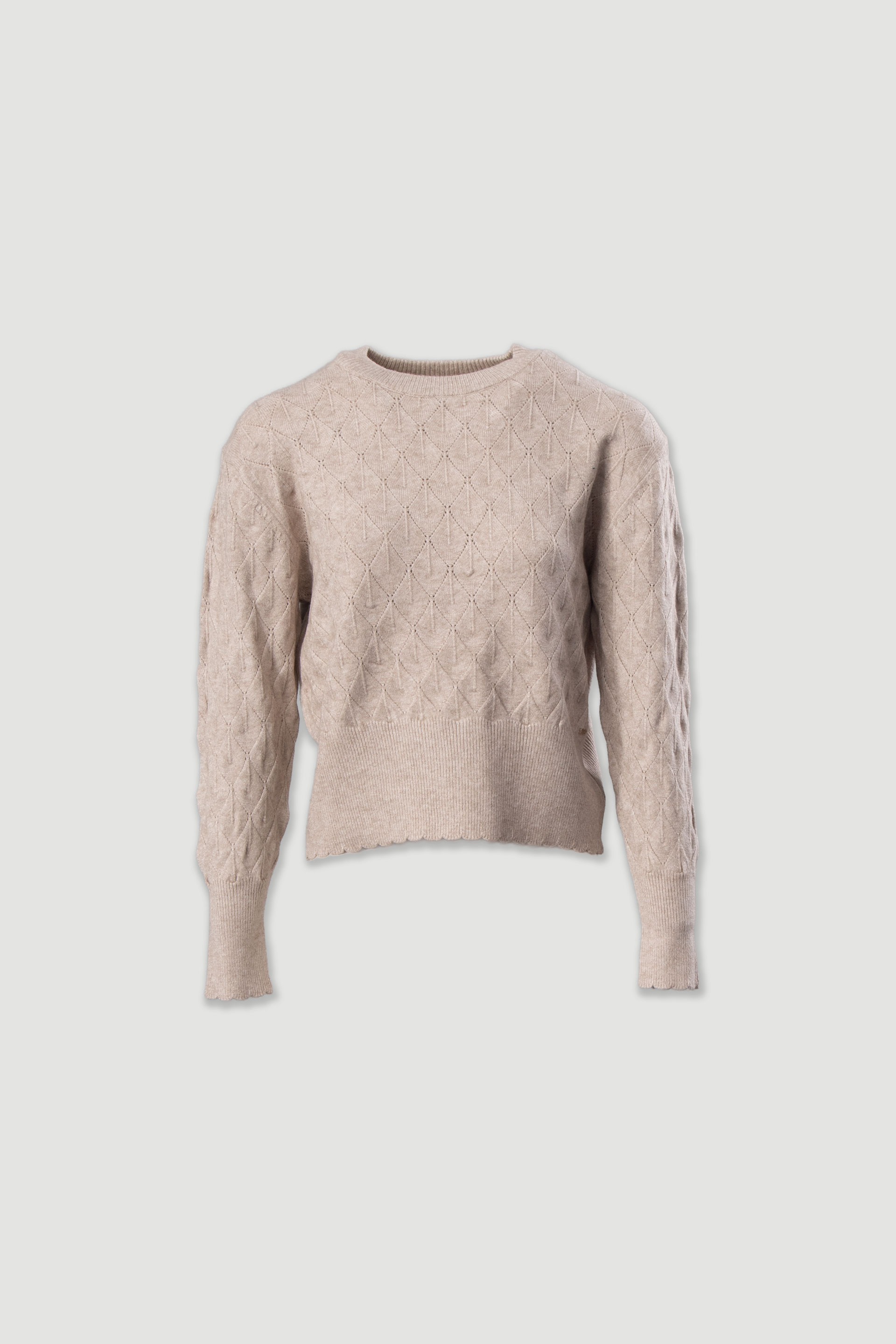 Textured knit sweater with geometric effect