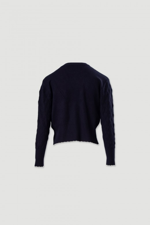 Textured knit sweater with geometric effect Textured knit sweater with geometric effect