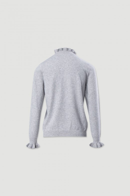 Knit sweater with wavy neckline Knit sweater with wavy neckline