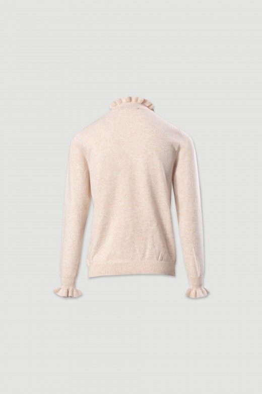 Knit sweater with wavy neckline Knit sweater with wavy neckline