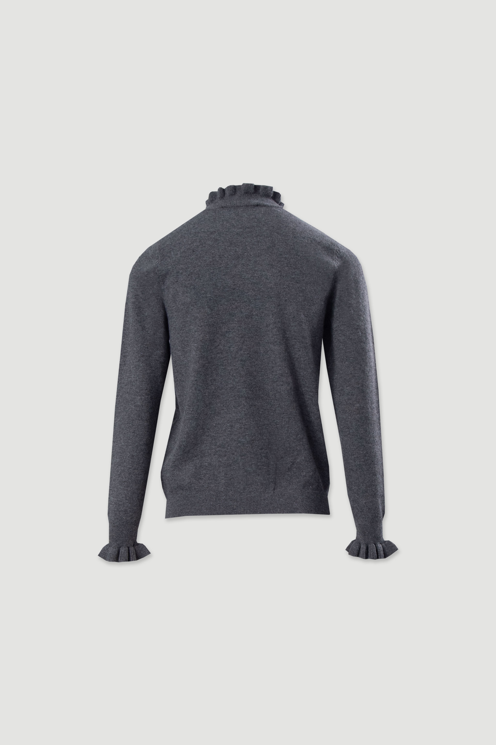 Knit sweater with wavy neckline