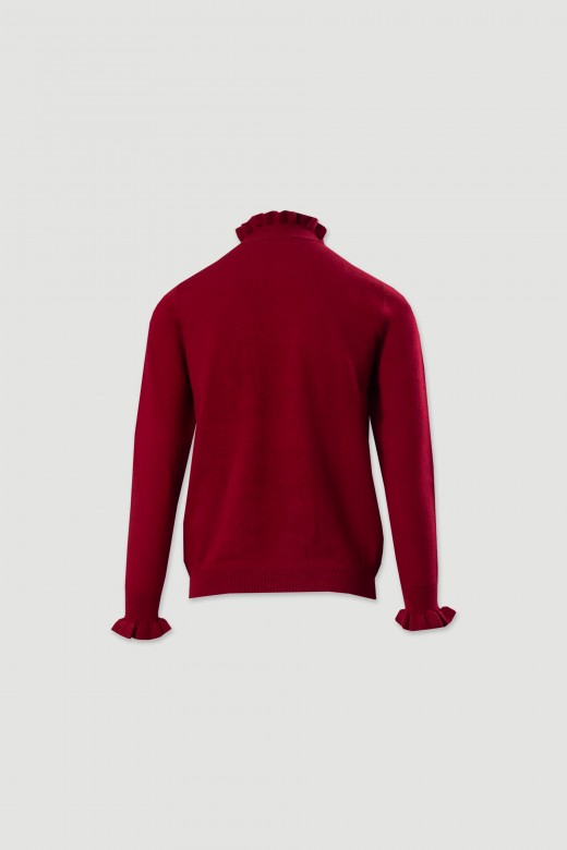 Knit sweater with wavy neckline