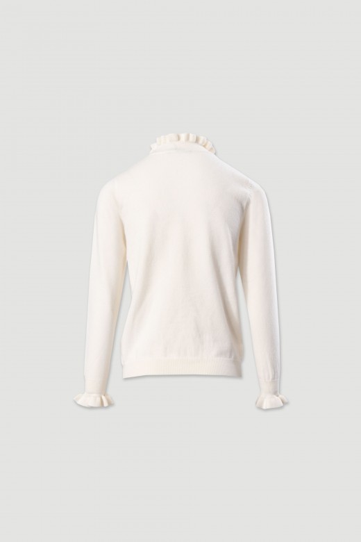 Knit sweater with wavy neckline Knit sweater with wavy neckline