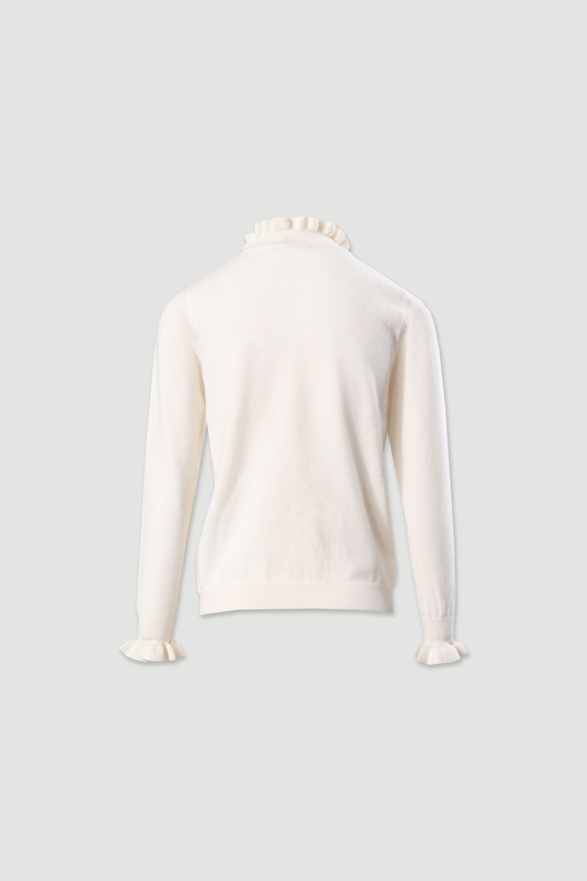 Knit sweater with wavy neckline