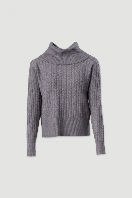 High neck textured knit sweater High neck textured knit sweater