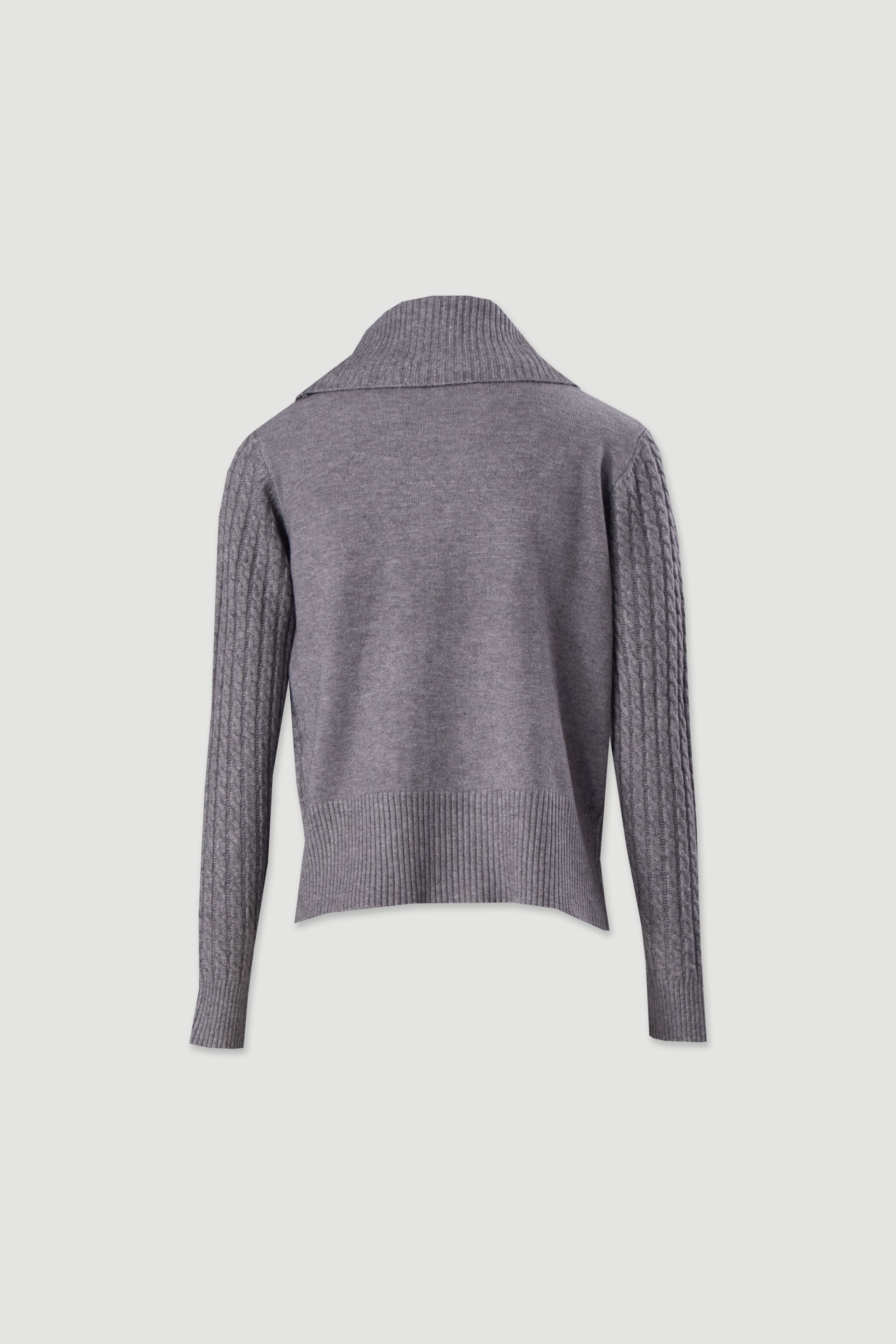 High neck textured knit sweater