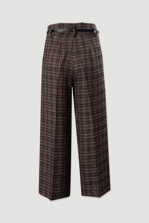 Checked tweed culotte with belt Checked tweed culotte with belt