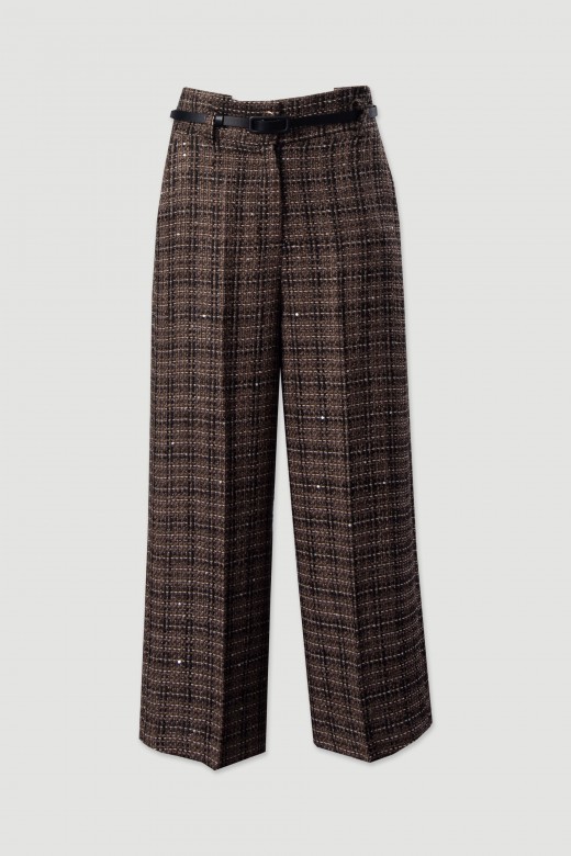 Checked tweed culotte with belt Checked tweed culotte with belt